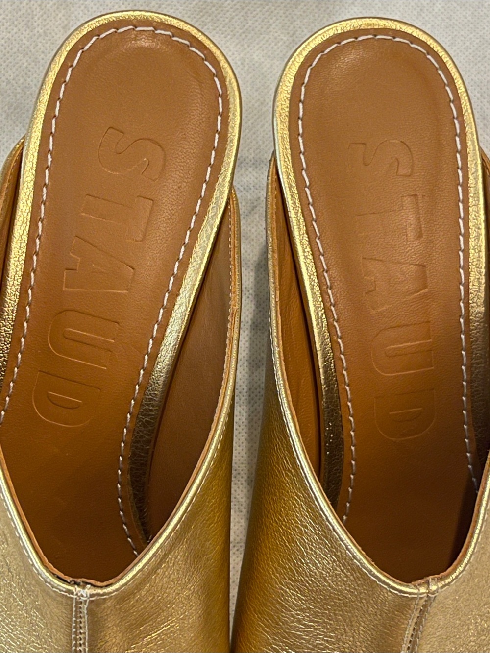 STAUD Gold Leather Mules (size 38) - Picture 6 of 8